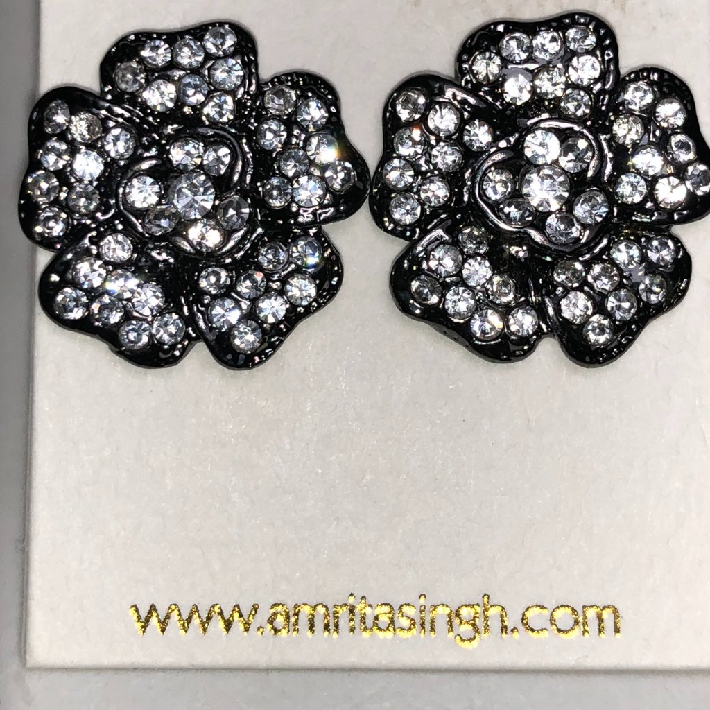 Amrita Gunmetal Stud Flower Earrings 30$